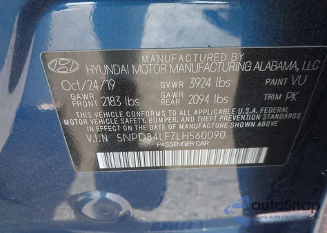 2020 Hyundai Elantra Sel from USA, damaged, VIN 5NPD84LF7LH560090